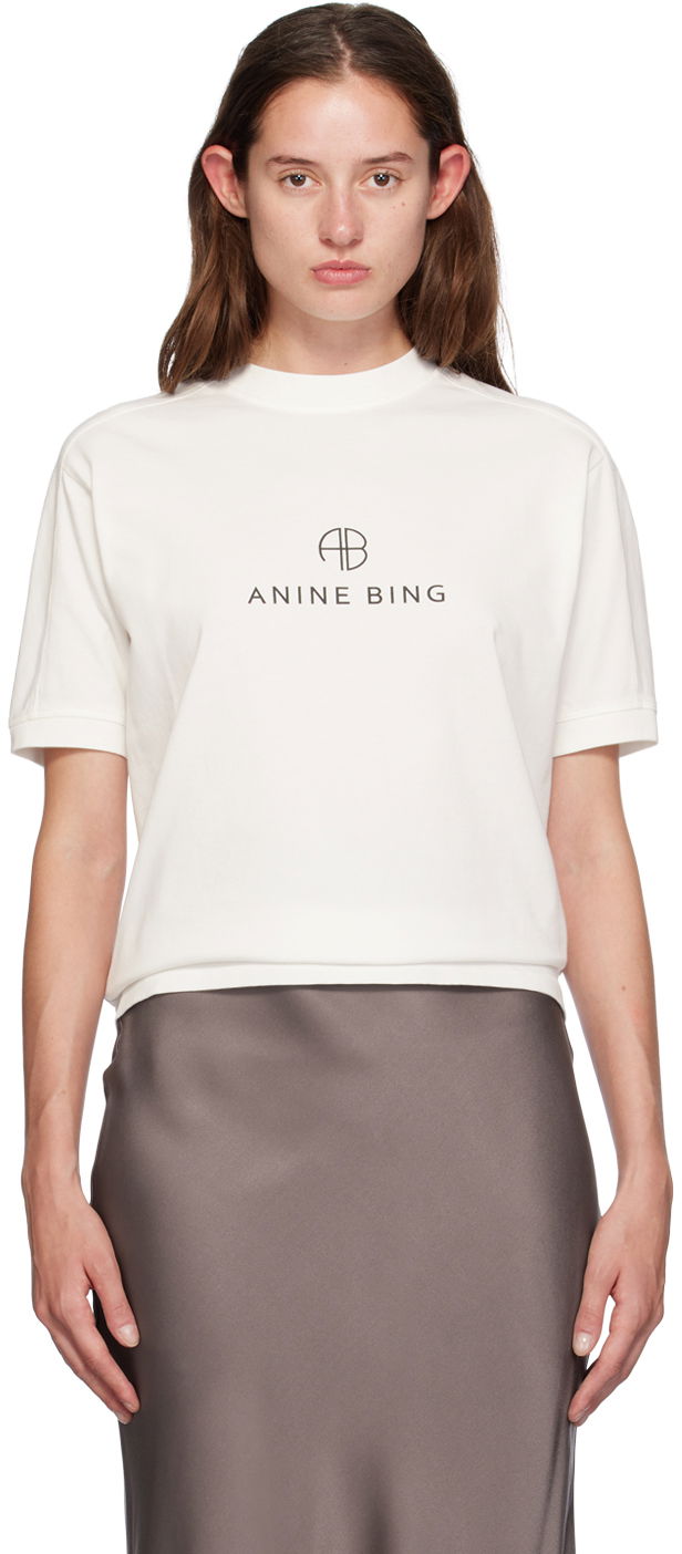 Majica Anine Bing ANINE BING Jaylin Monogram T-Shirt Bela | A-08-10280-IVY1, 0