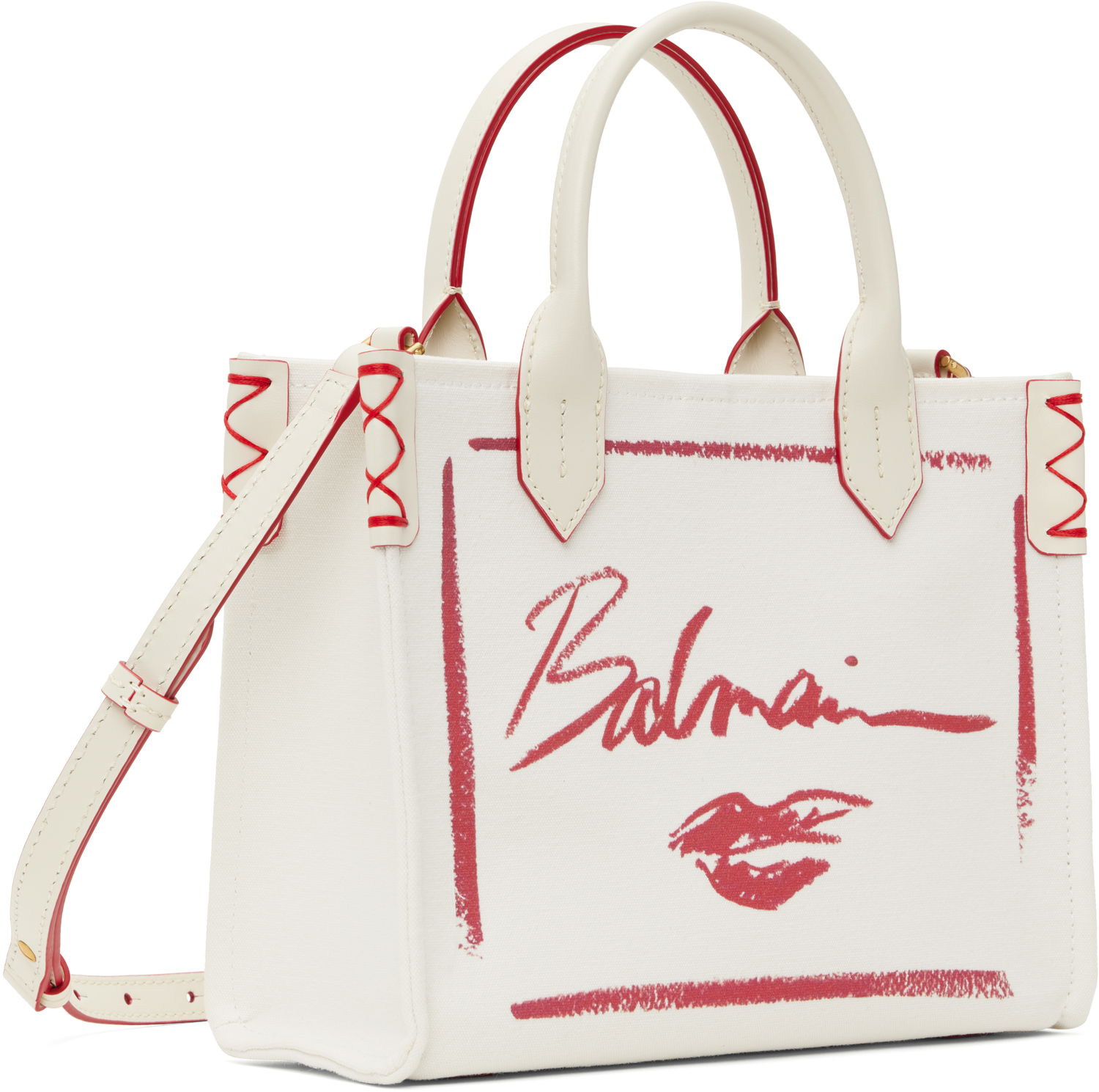 Tote bag Balmain Balmain B-Army Small Lipstick Print Tote Bag Bela | EN0FD977TLIC, 1
