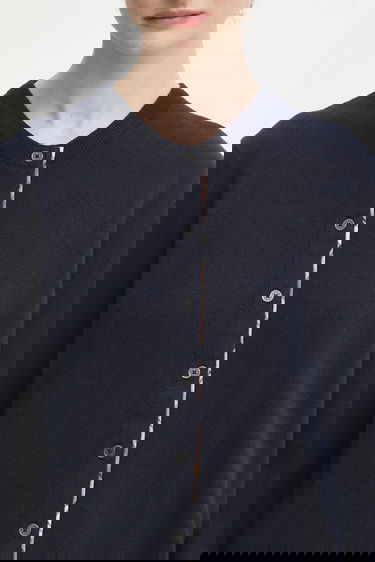 Pleteni pulover Barbour Pendle Knitted Cardigan with Wool Blend Mornarica | LKN1076NY78, 3