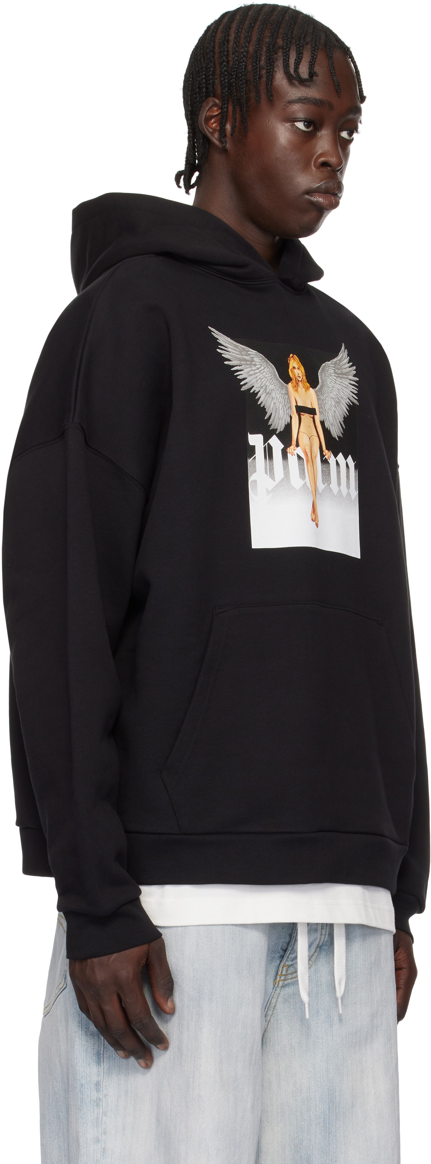 Pulover Palm Angels Pin Up Print Hoodie Črna | PMBB155S25FLE0031003, 1