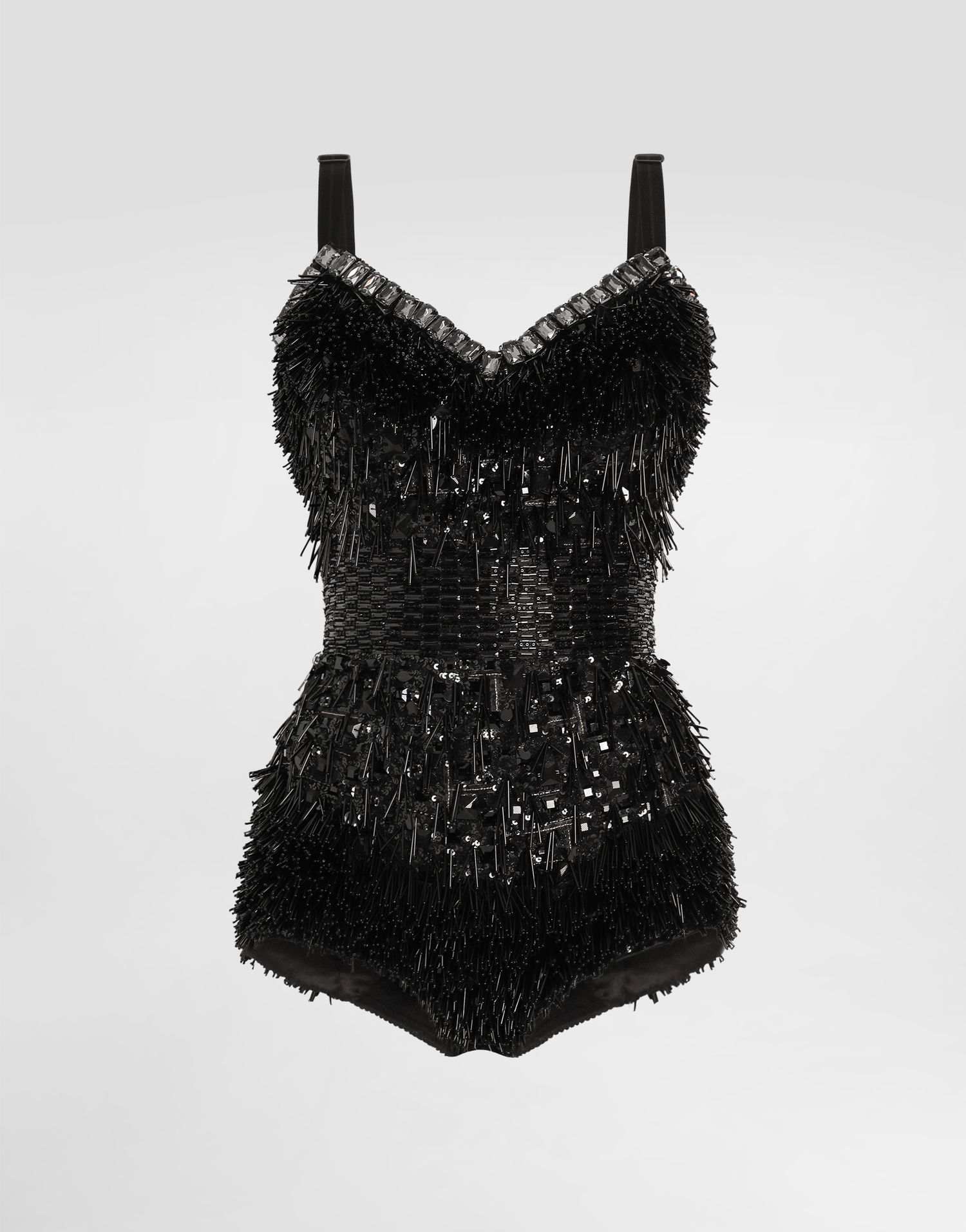Bodi Dolce & Gabbana Dolce & Gabbana Sequined and Micro-Beaded Bodysuit Črna | F78JEZGDC0IS9021, 0