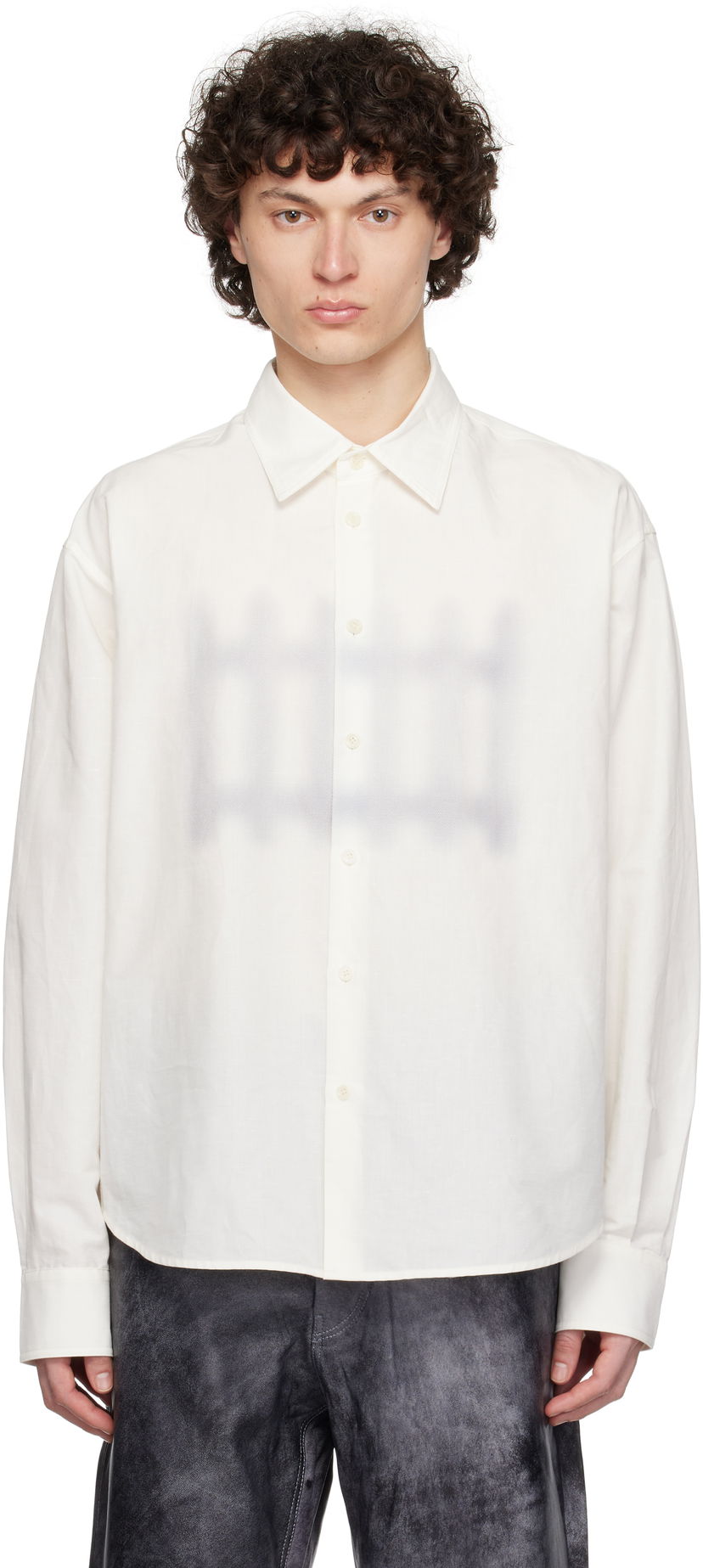 Srajce JW Anderson JW Anderson Fence Print Boxy Shirt Bela | SH0362-PG1698