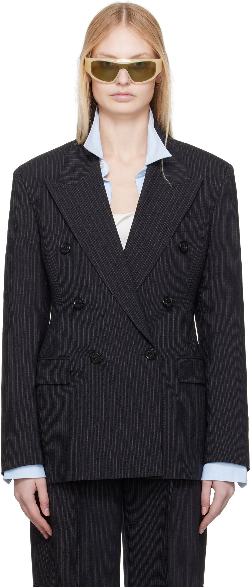 Jakna Acne Studios Acne Studios Double-Breasted Pinstripe Blazer Črna | AH0300-