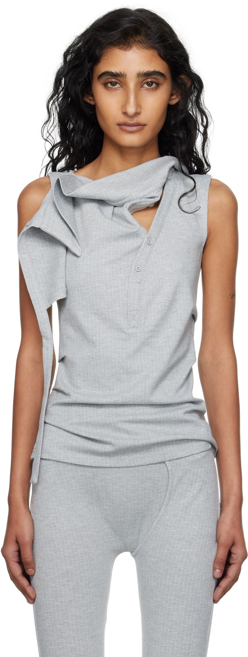 Majica brez rokavov Ottolinger Ottolinger Ada Sleeveless Pinstripe Top Siva | 102-106004-02