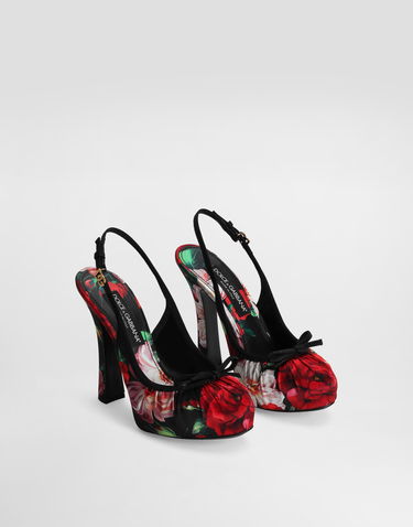 Modni dodatki Dolce & Gabbana Dolce & Gabbana Satin Slingbacks With Floral Print Večbarvna | CG0927AD645HN5PD, 1
