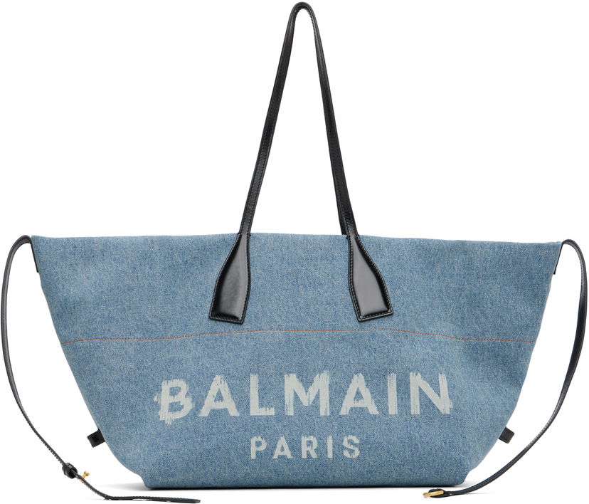 Tote bag Balmain Track Denim Tote Modra | FN1FI015TDDX