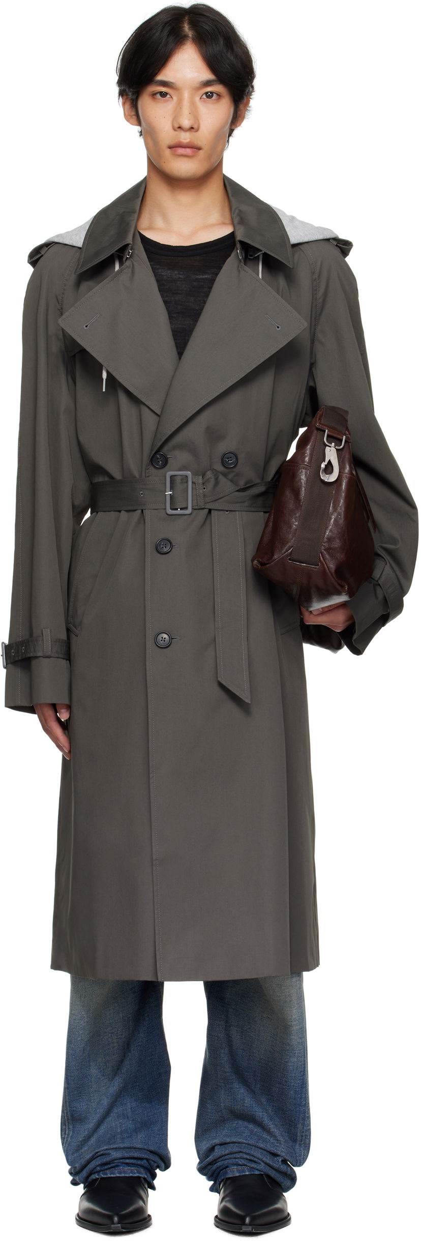 Trenčkot Maison Margiela MM6 Maison Margiela Double-Breasted Trench Coat Siva | SH0AH0005 M35500