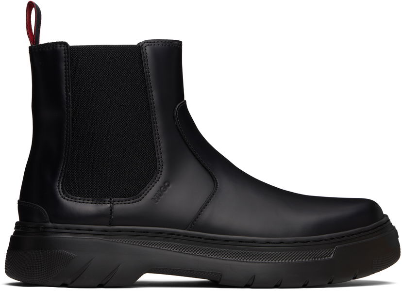 Superge in čevlji BOSS Embossed-Logo Chelsea Boots Črna | 50543764