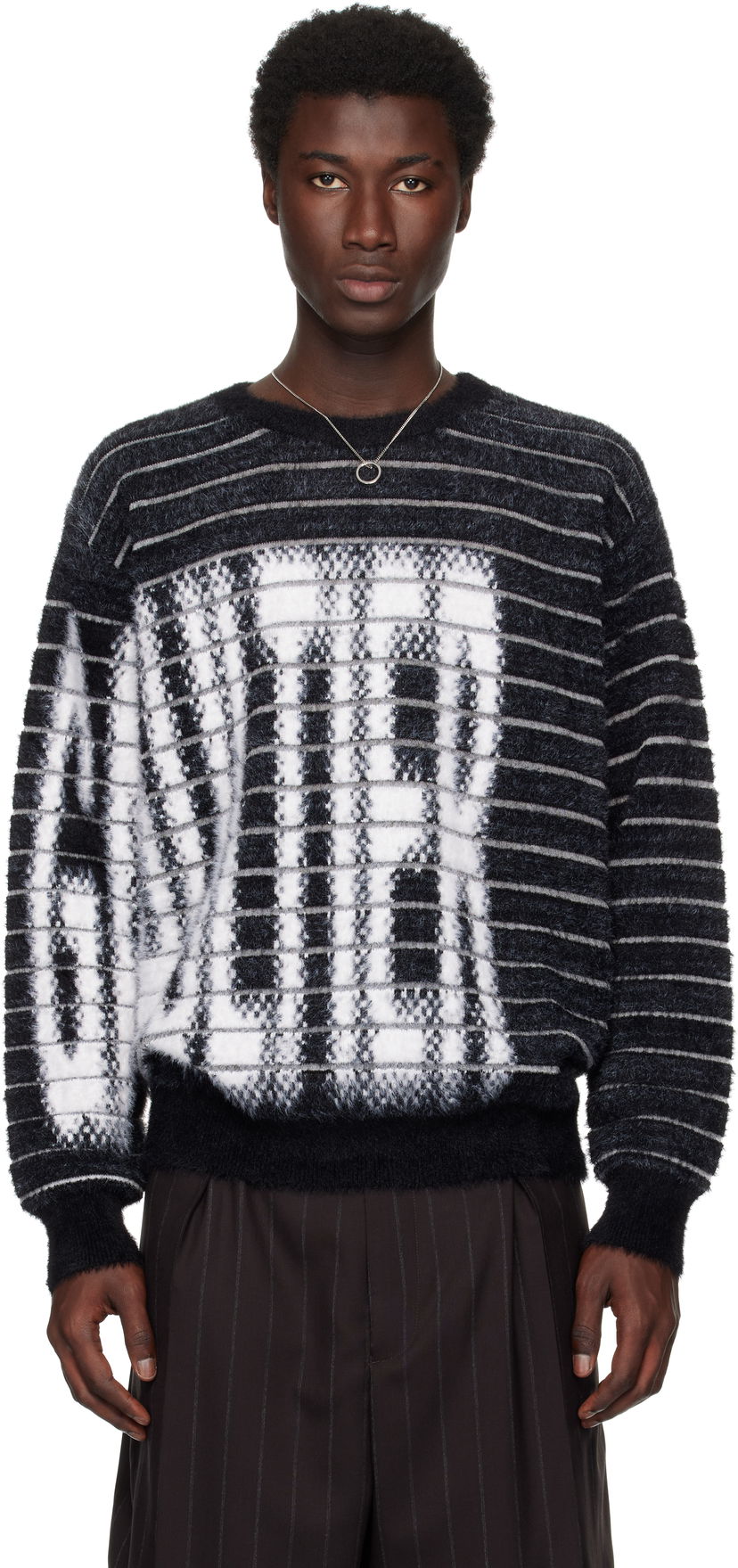 Pleteni pulover Jean Paul Gaultier Jean Paul Gaultier Jacquard 'Gaultier' Sweater Črna | 25/03-W-PO013-K004-0001
