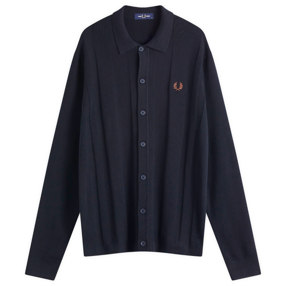 Pleteni pulover Fred Perry Knitted Button-Down Shirt Mornarica | K9726-608, 0