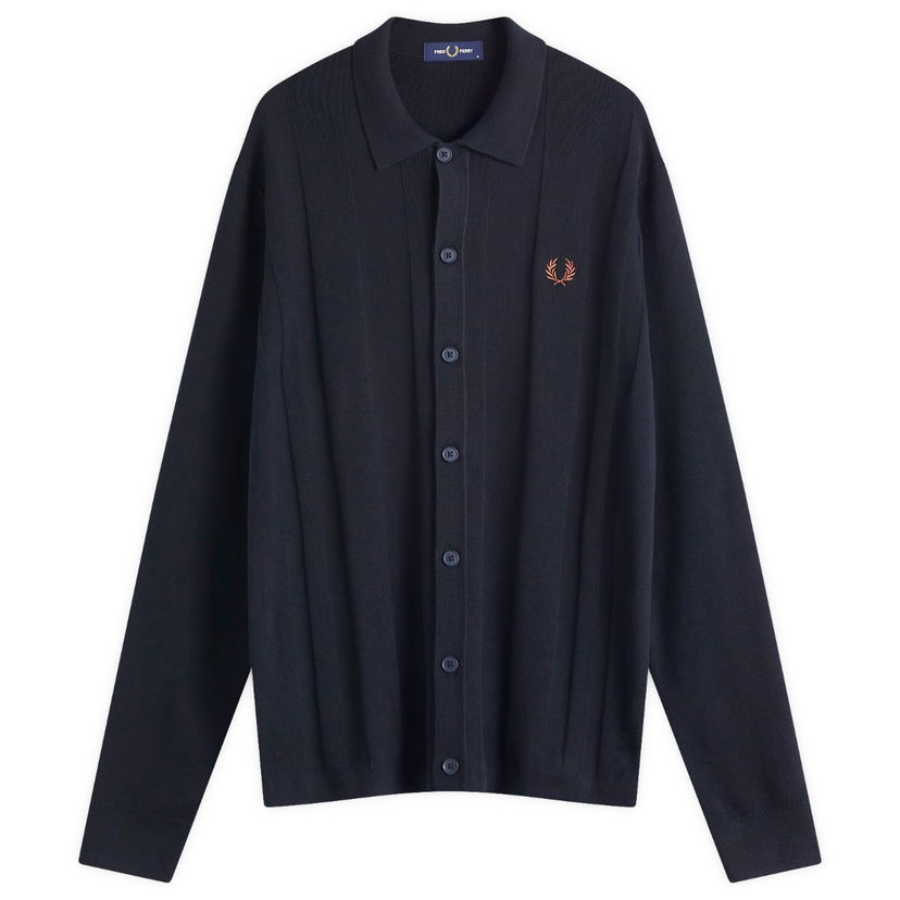 Pleteni pulover Fred Perry Knitted Button-Down Shirt Mornarica | K9726-608