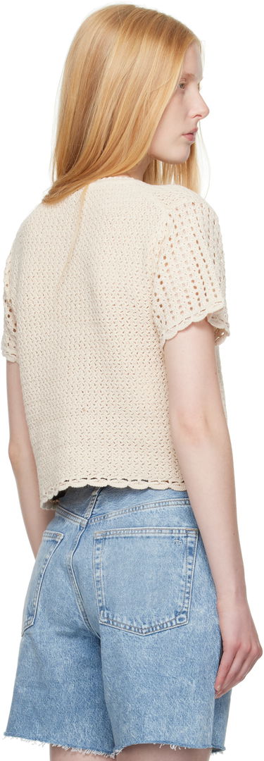 Majica rag & bone rag & bone Khloe Open Knit Short Sleeve T-shirt Bež | WAS25P016BR16, 2