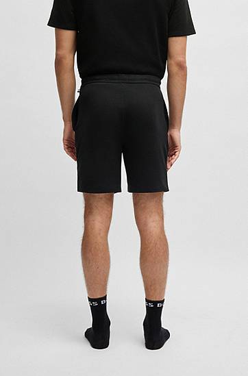 Kratke hlače BOSS Waffle-Structured Shorts with Embroidered Logo Črna | 50535884, 1
