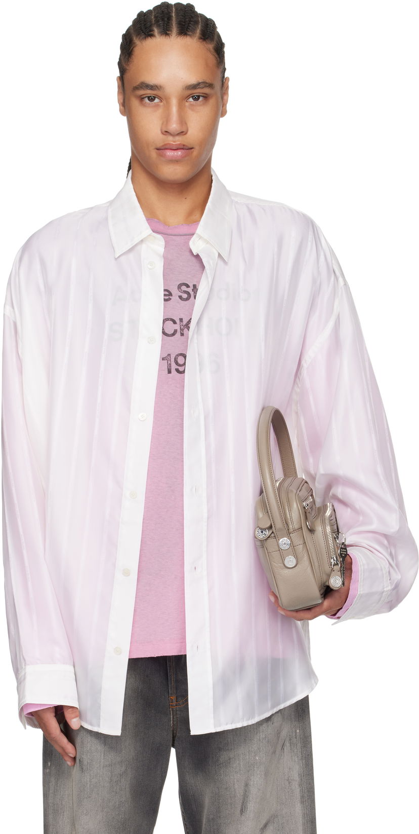 Srajce Acne Studios Acne Studios Striped Button-Up Shirt Bela | BB0622-