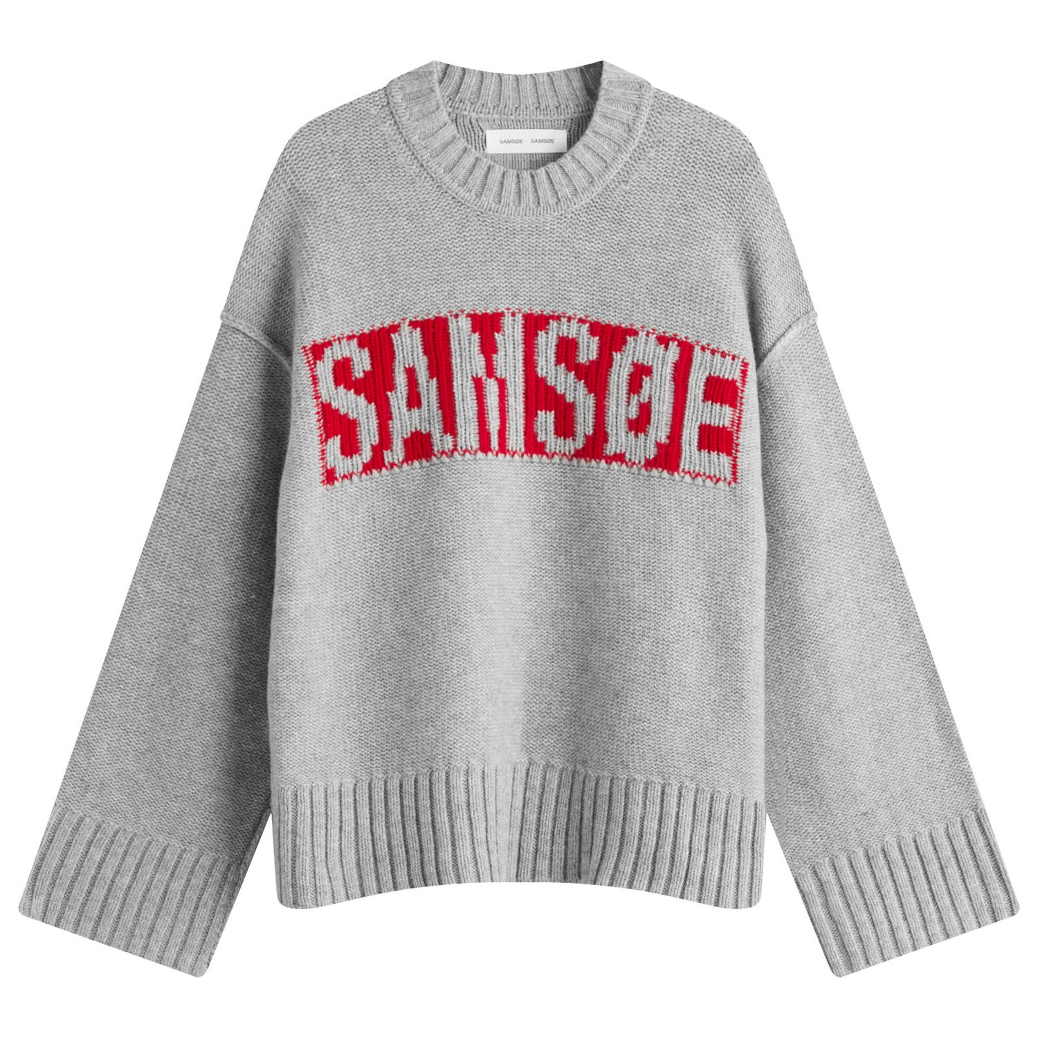 Pleteni pulover Samsoe Samsoe Samsøe Samsøe Sakeiku Logo Knit Jumper Siva | F25300175-CLR000337, 0