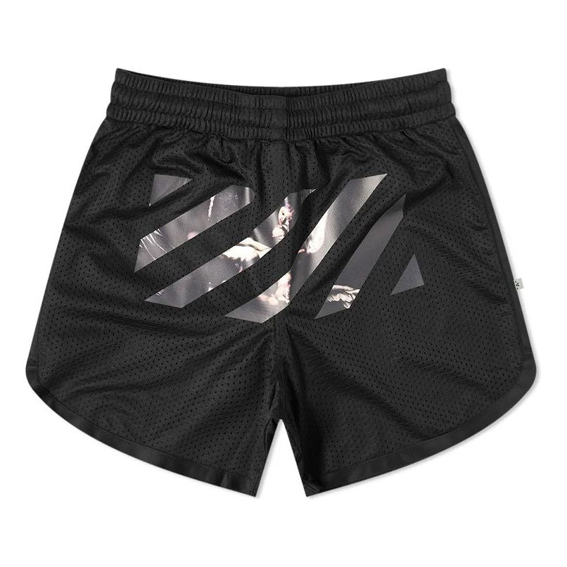 Kratke hlače Off-White Off-White Caravaggio Arrow Mesh Track Shorts Črna | OMCI005S201010041088
