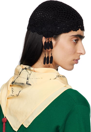 Klobuk Bode Bode Blossom Crochet Beanie with Tassels Črna | MRS25KA022, 2