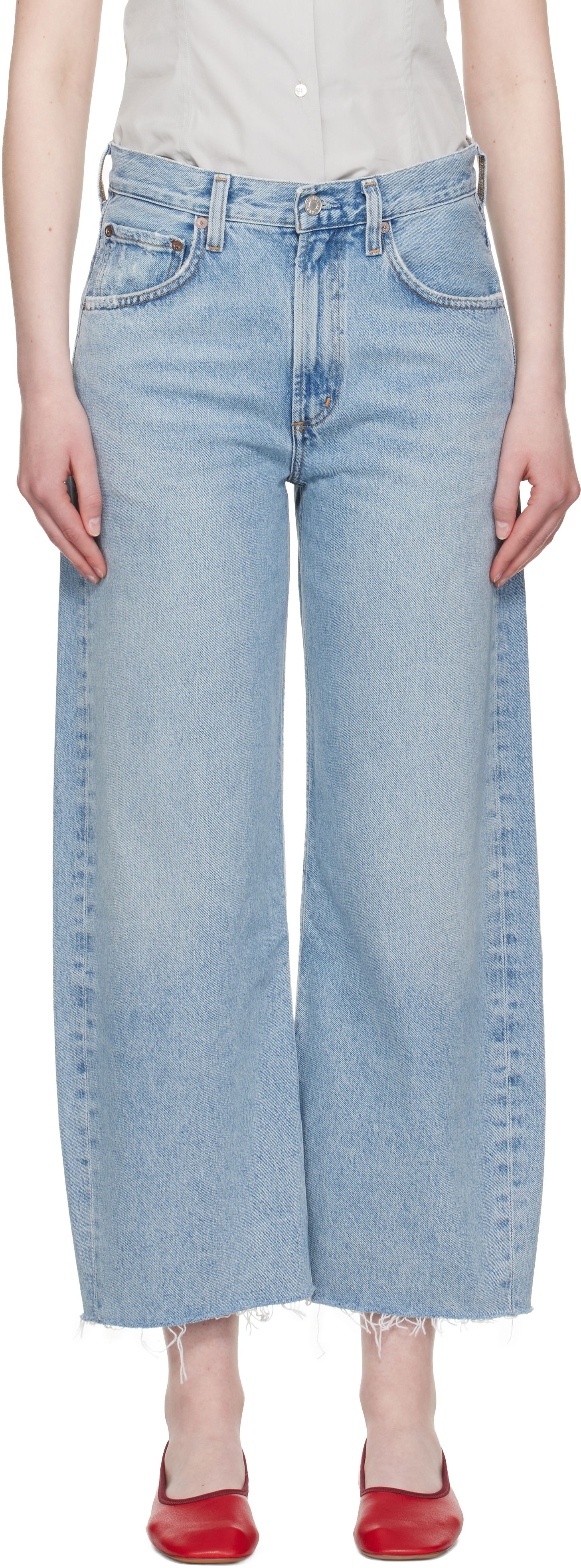 Kavbojke AGOLDE AGOLDE Low Curve Fray Jeans Modra | A238-1206, 0