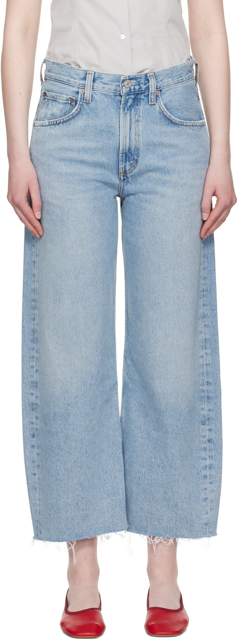 Kavbojke AGOLDE AGOLDE Low Curve Fray Jeans Modra | A238-1206