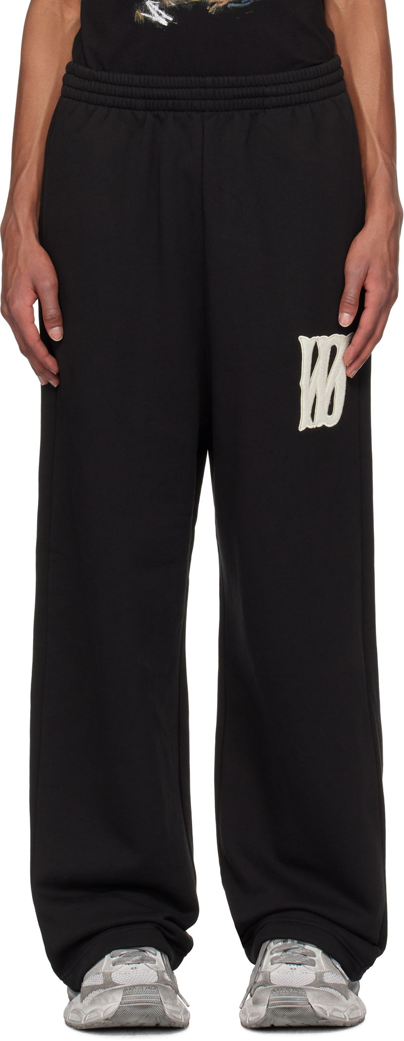 Trenirka We11done We11done Bouclé Letter Logo Sweatpants Črna | WD-TA3-24-709-U-BK