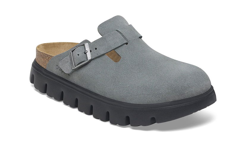 Superge in čevlji Birkenstock Boston Chunky Suede Leather Narrow Fit Clog Siva | 1029142