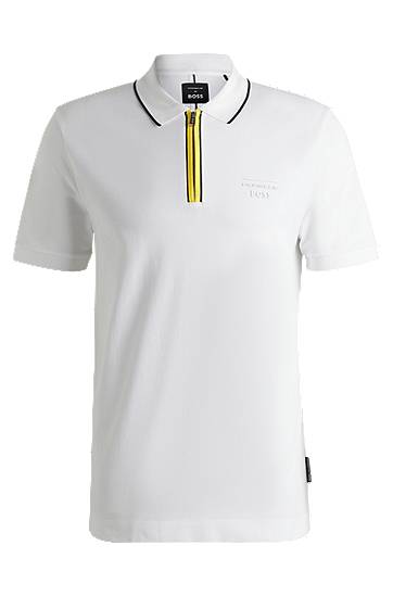 Polo majica BOSS Porsche x BOSS Stretch-Cotton Polo Shirt Bela | 50531463