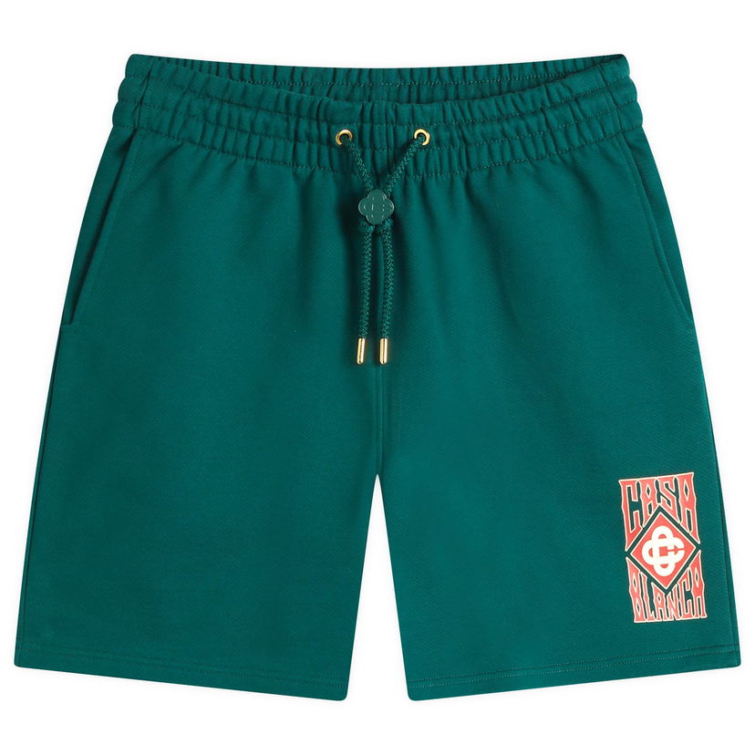 Kratke hlače Casablanca Casablanca Gothic Logo Sweat Shorts, Size Large Zelena | MS25-JTR-003-02