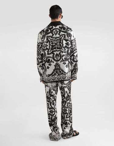 Hlače Dolce & Gabbana Dolce & Gabbana Majolica-Print Twill Trousers Bela | GVRMATHI1SVIN3TN, 2