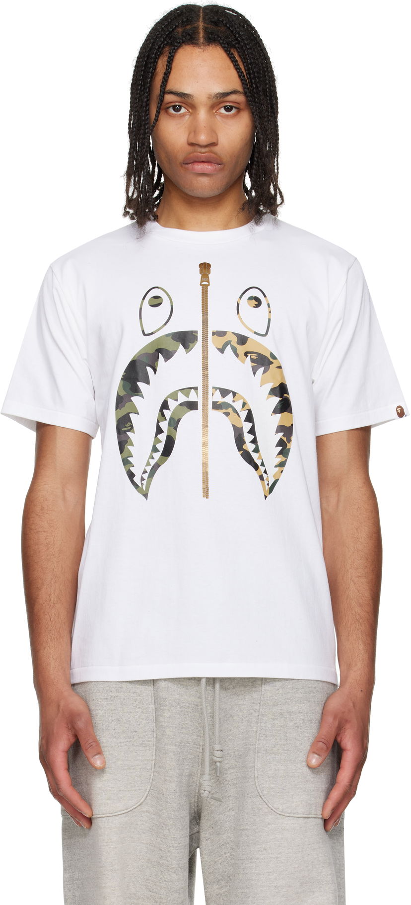 Majica BAPE A Bathing Ape 1st Camo Separate Shark Graphic T-Shirt Bela | 001TEL301018M