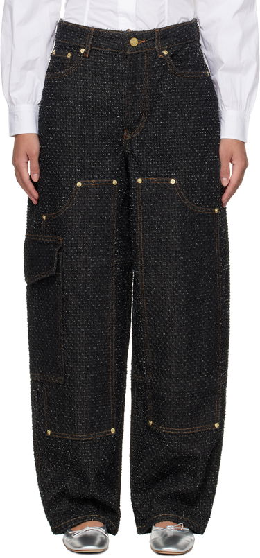 Cargo hlače GANNI GANNI Fluffy Carpenter Jeans Črna | J1617, 0
