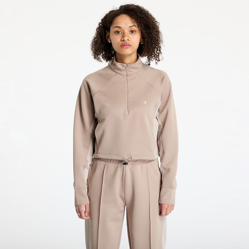 Pleteni pulover Converse Converse Cropped Fleece Turtleneck Sweatshirt Bež | 10028019-A01