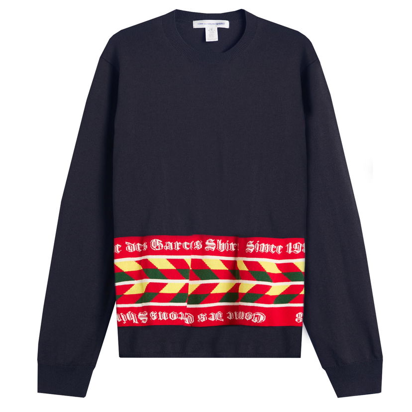Pleteni pulover Comme des Garçons Football Scarf Knit Mornarica | FP-N002-051-2