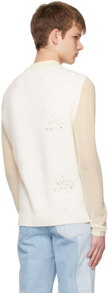 Pleteni pulover Feng Chen Wang Feng Chen Wang Distressed Vest Bela | FUS15KT06, 2