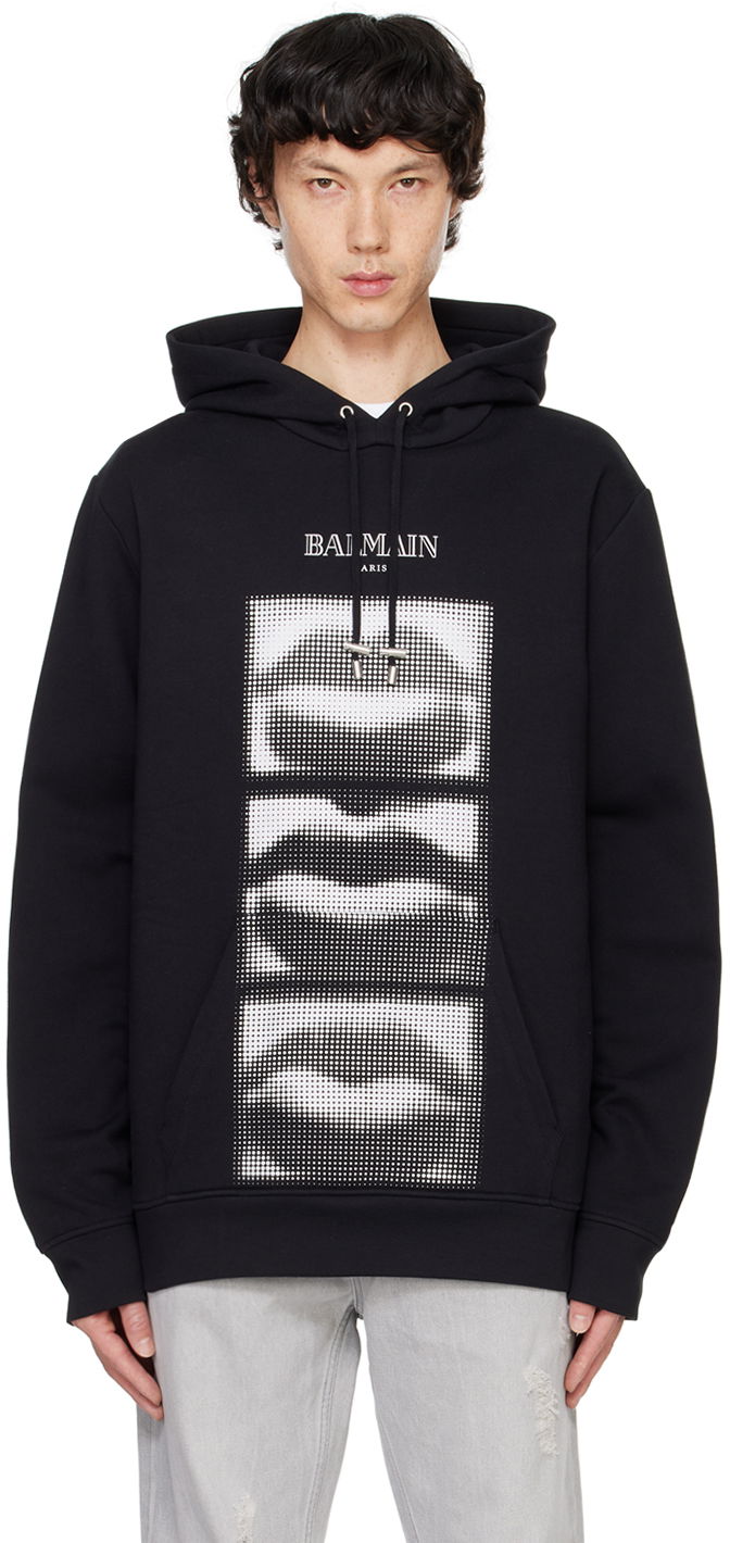 Pulover Balmain Balmain Lips Print Hoodie Črna | DH0JT047GE07