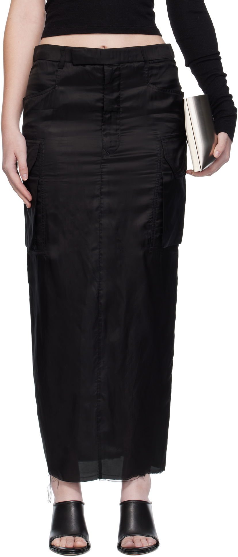 Krila Rick Owens Rick Owens Firbanks Midi Cargo Skirt Črna | RP02E4379 K