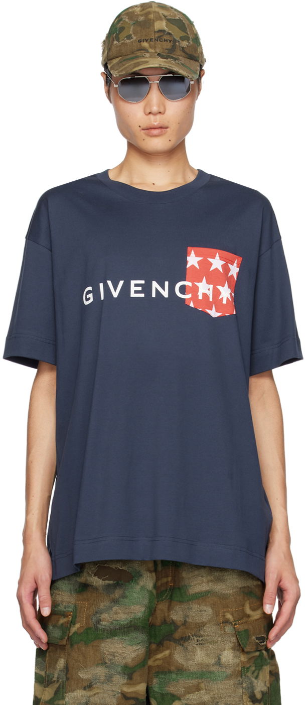 Majica Givenchy Pocket T-Shirt Mornarica | BM71J83YJL402