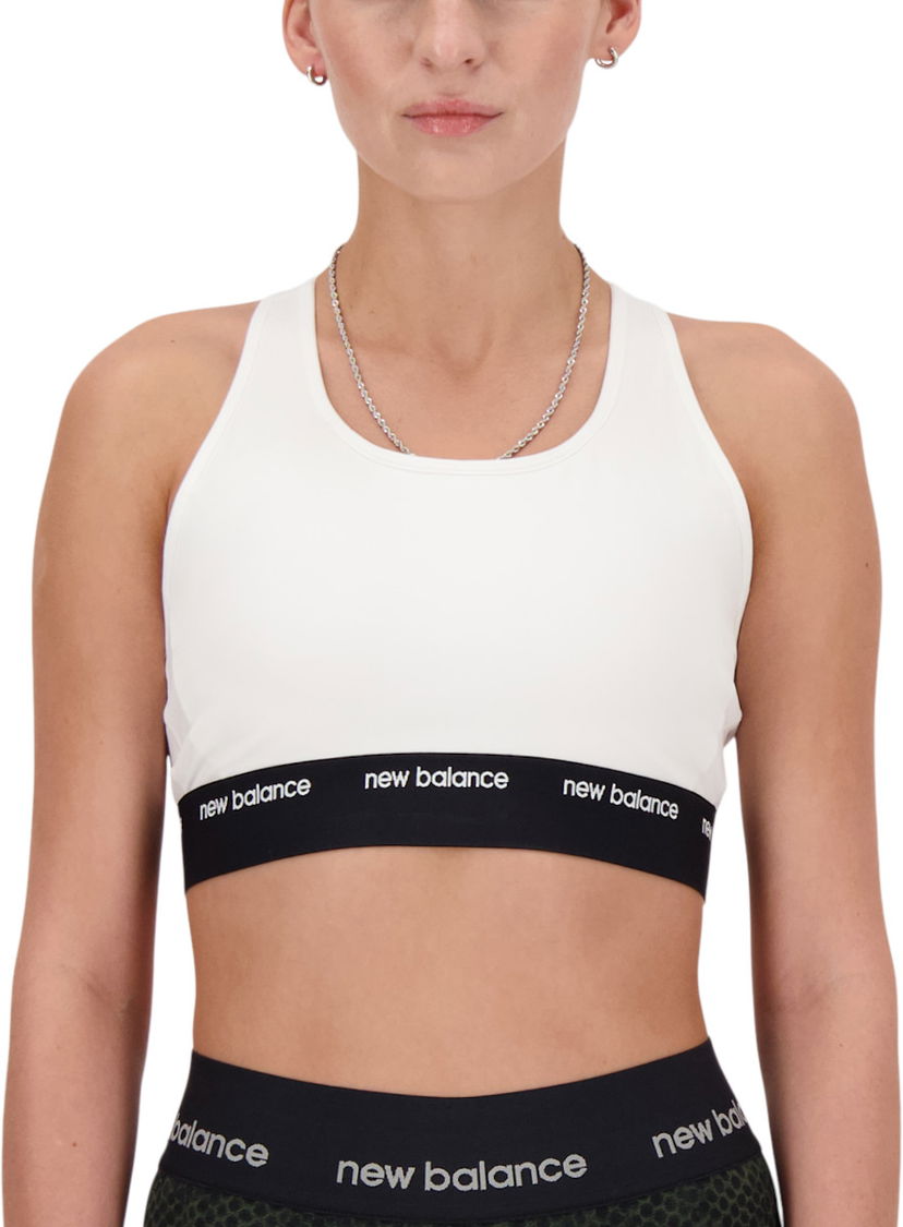 Modrček New Balance Sleek Medium Support Sports Bra Bela | wb41048-wt
