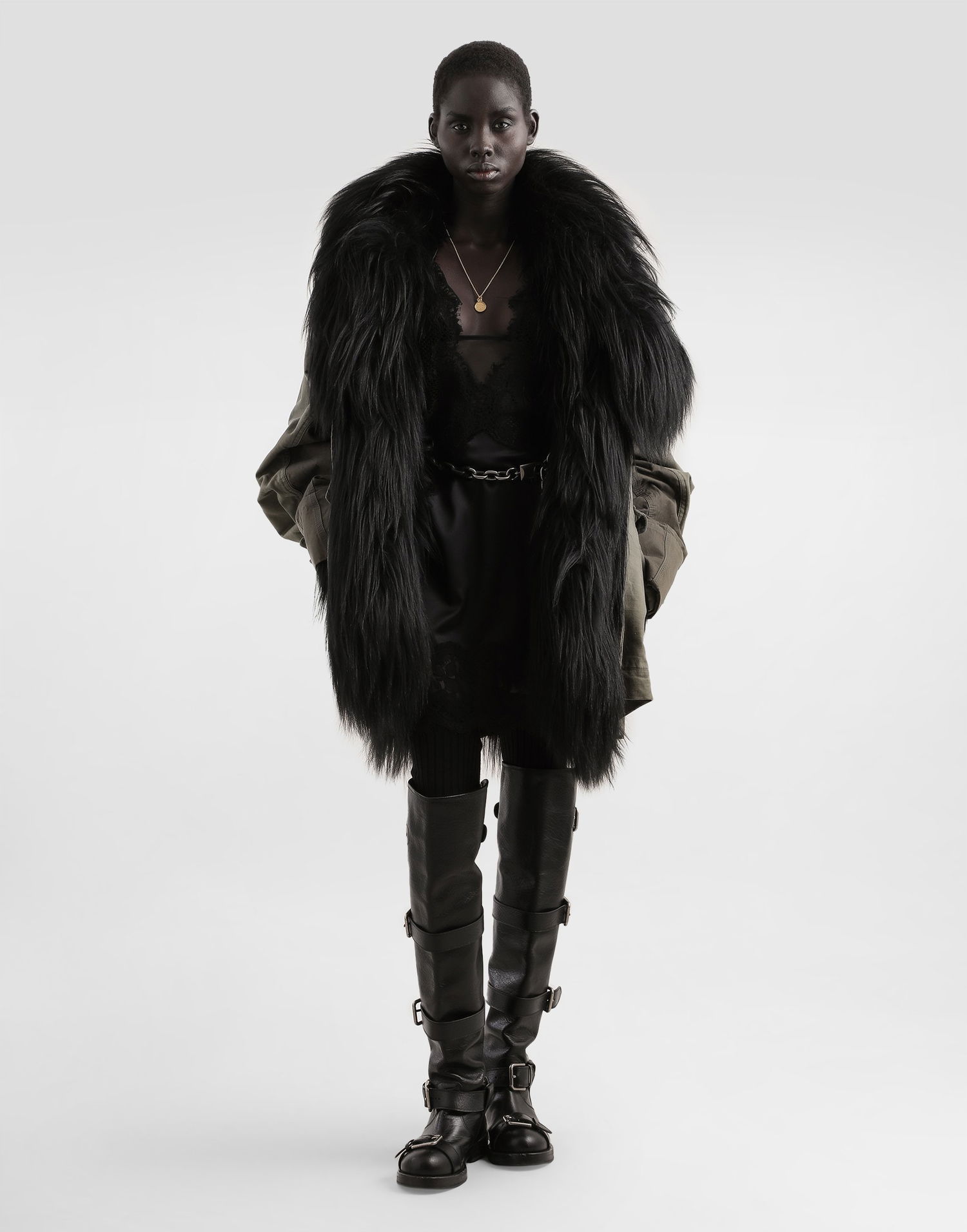 Parka Dolce & Gabbana Dolce & Gabbana Oversized Canvas Parka with Fur Zelena | F9U00ZGDDHQN0269, 1