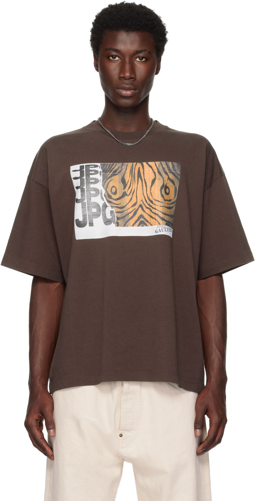 Majica Jean Paul Gaultier Jean Paul Gaultier Printed Wood Oversized T-Shirt Rjava | 25/03-W-TO293-J001-710060