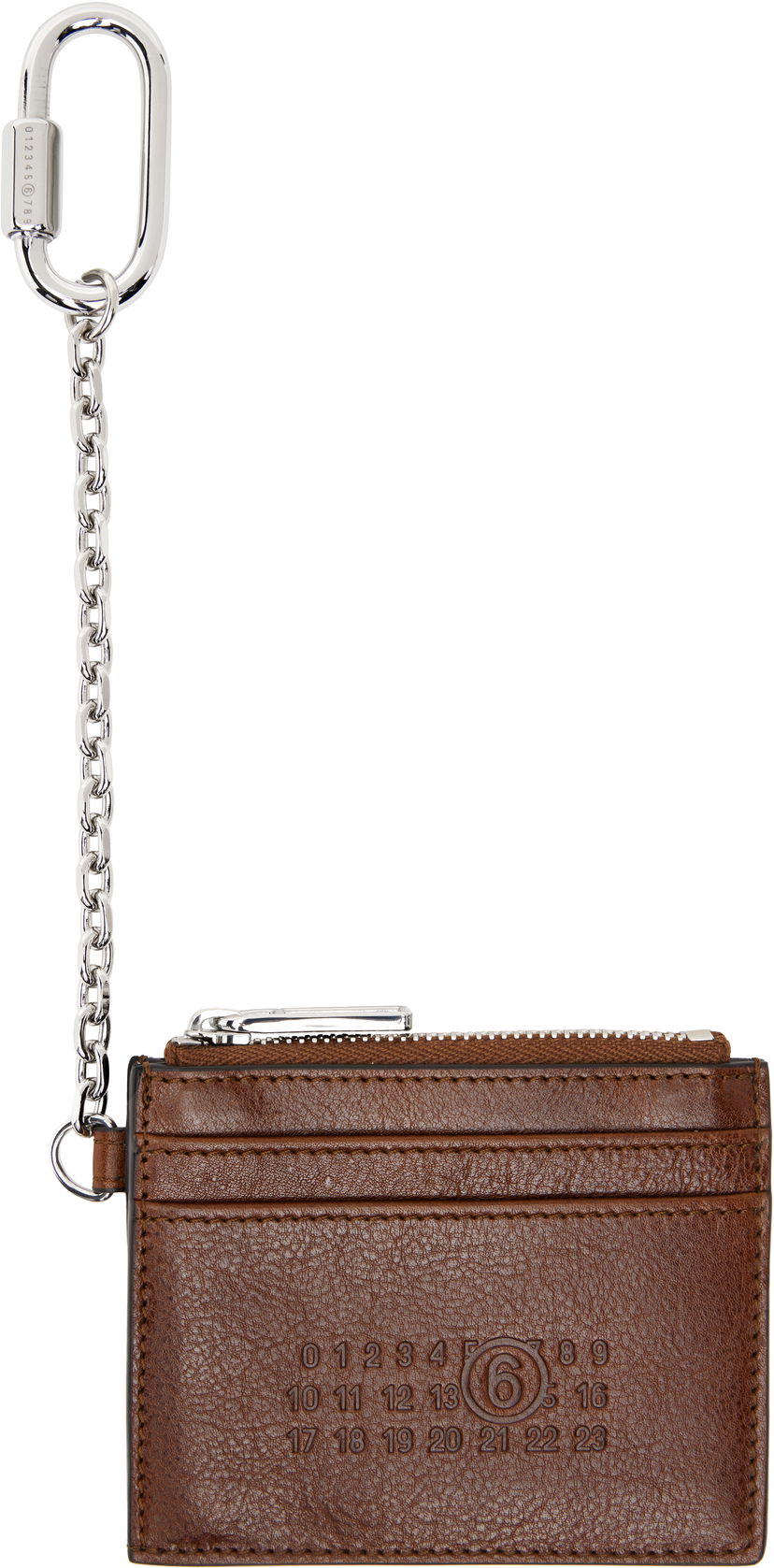 Denarnica Maison Margiela MM6 Maison Margiela Leather Card Holder with Carabiner Chain Rjava | SA5UI0021 P7253