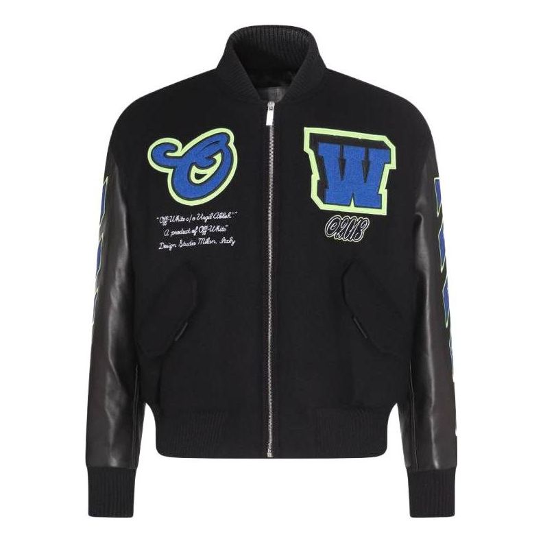 Bomber jakna Off-White Off-White Varsity Jacket Črna | OMJA104S23LEA0011069