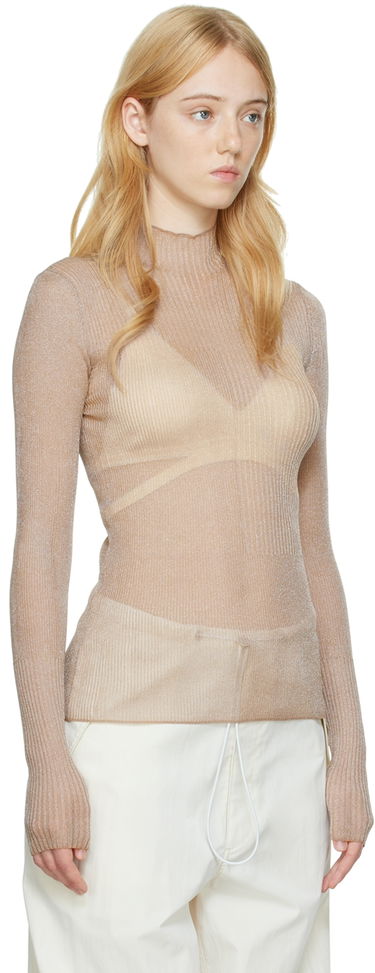 Pleteni pulover Dion Lee Dion Lee Ribbed Long Sleeve T-Shirt Bež | C7095P22, 1