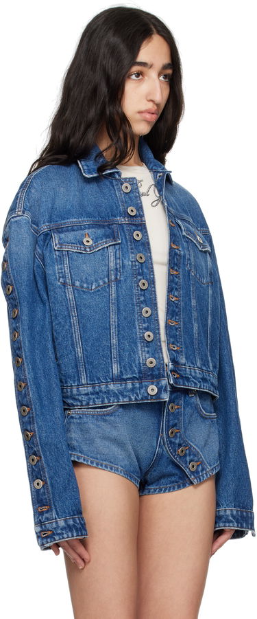 Jakna Jean Paul Gaultier Jean Paul Gaultier 'The Buttoned' Cropped Denim Jacket Modra | 25/34-U-VE092-D013-57, 4
