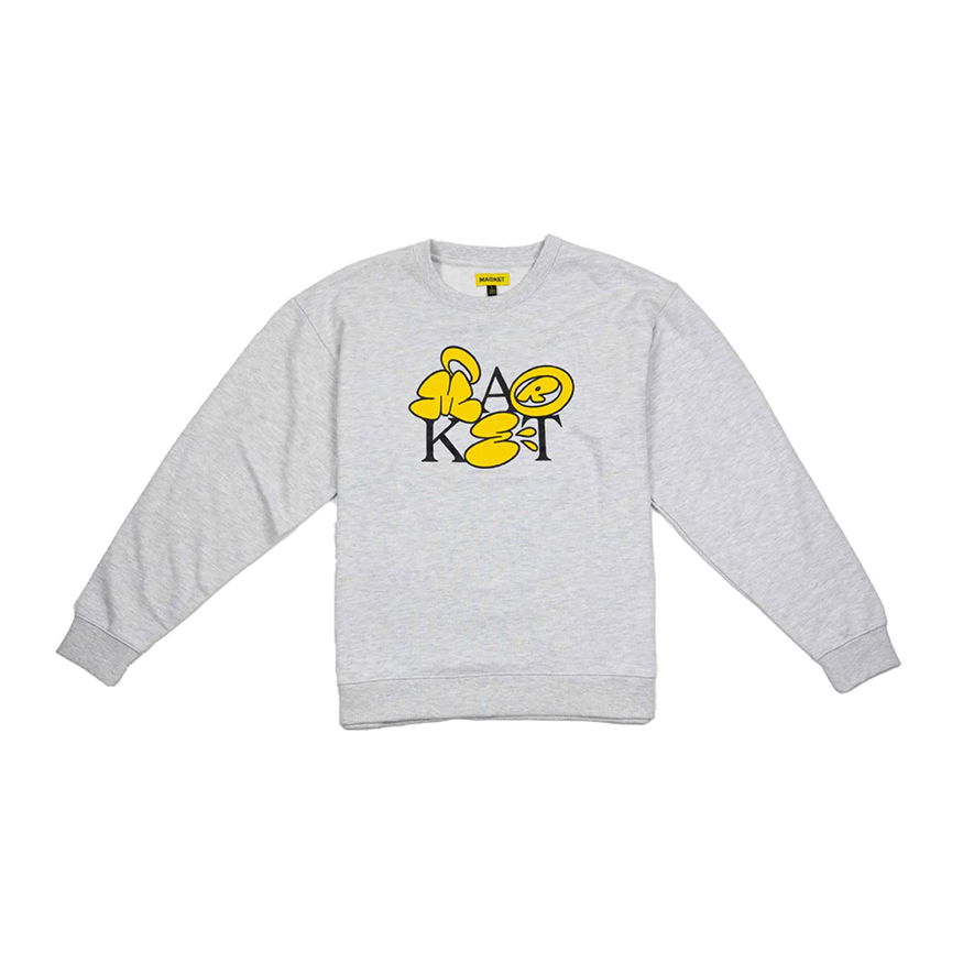 Pulover MARKET Bubble Letter Crewneck Sweatshirt Siva | 396000847, 0