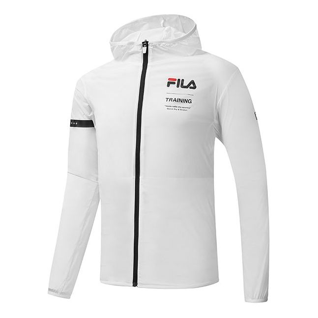 Vetrovka FILA Athletics Logo Print Woven Hooded Jacket Bela | A11M021703F-WT