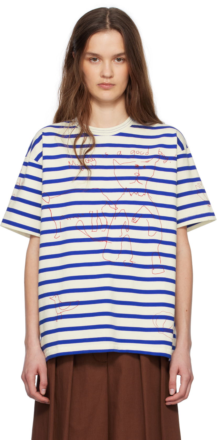 Majica Bode Bode Margate Striped T-Shirt Bela | MRS25CS003