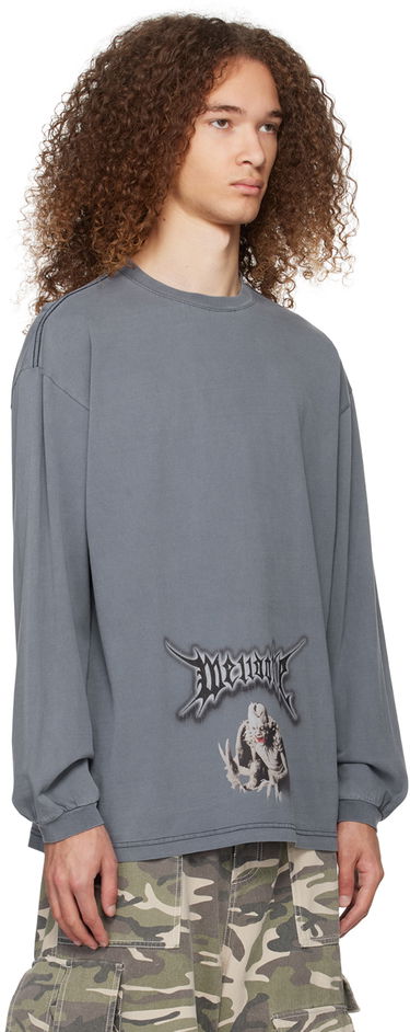 Majica We11done Monster Graphic Long Sleeve T-Shirt Modra | WD-TT0-24-718-U-NV, 1