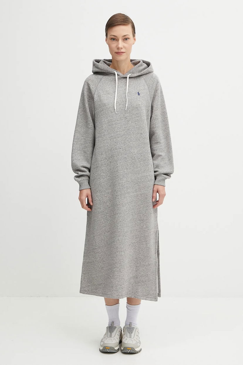 Obleke Polo by Ralph Lauren Polo Ralph Lauren Midi Hoodie Dress Siva | 211972699