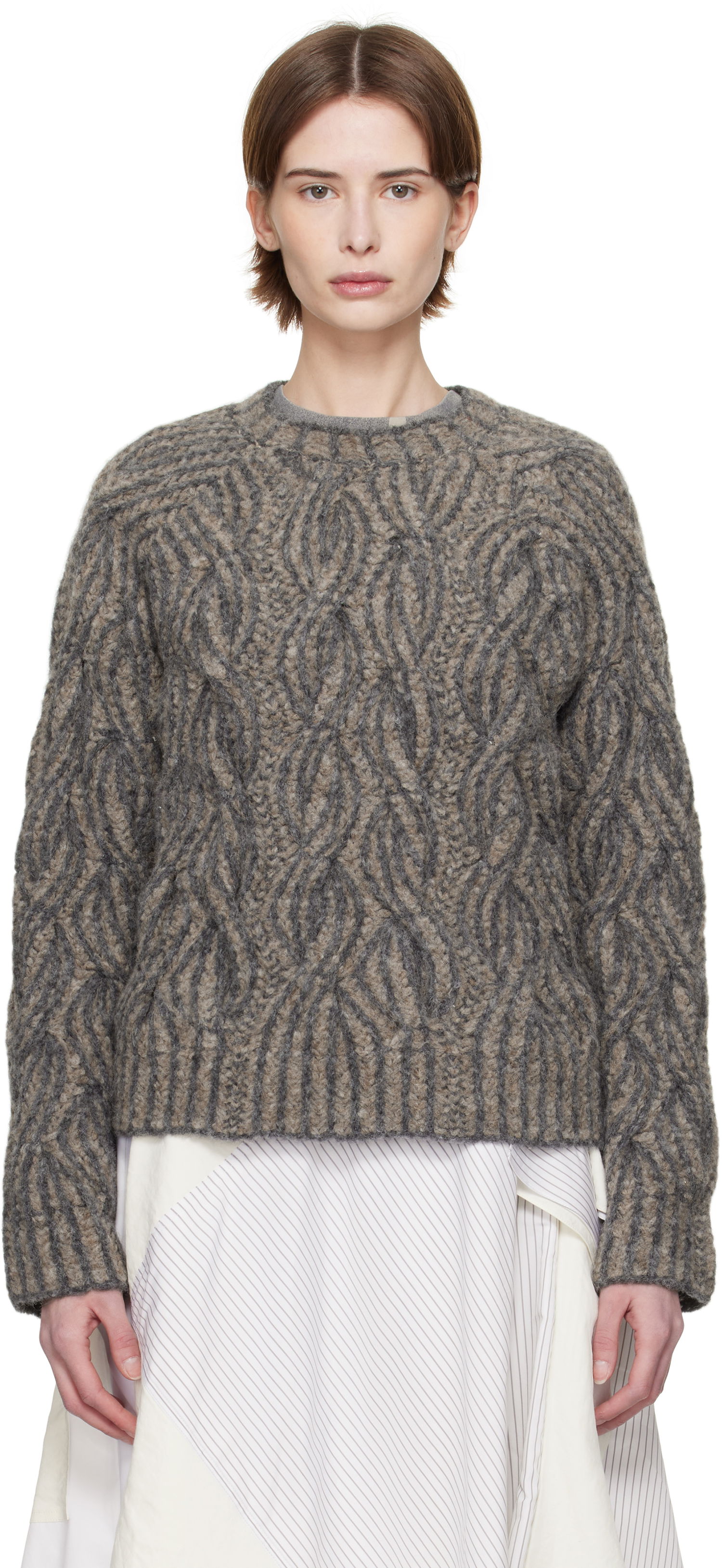 Pleteni pulover Eckhaus Latta Eckhaus Latta Plait Knit Sweater Siva | 8110-EL-PS25-S -, 0