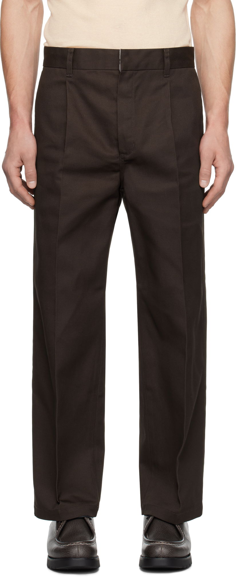 Hlače WACKO MARIA Pleated Trousers Rjava | 24FW-WMP-DC01